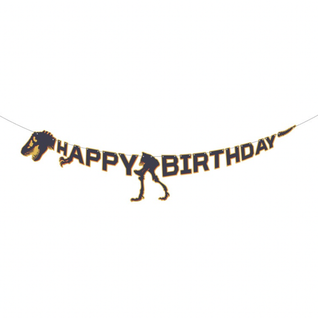 Jurassic World 3 Skeleton "Happy Birthday" Banner. 5 ft
