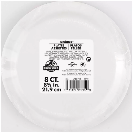 Jurassic World  Paper Party Dinner Plates 9", 8ct