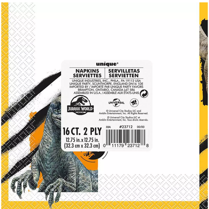 Jurassic World Paper Party Lunch Napkins