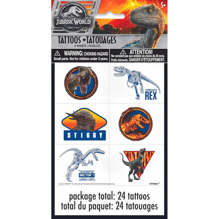 Jurassic World Party Temporary Tattoos 24 pcs