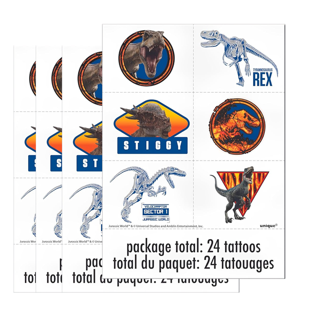 Jurassic World Party Temporary Tattoos 24 pcs
