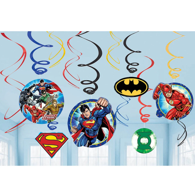Justice League Hanging Swirl Decorations, 12 Ct