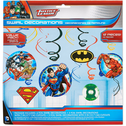 Justice League Hanging Swirl Decorations, 12 Ct