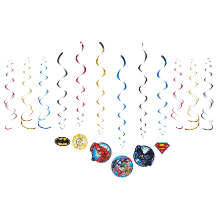 Justice League Hanging Swirl Decorations, 12 Ct