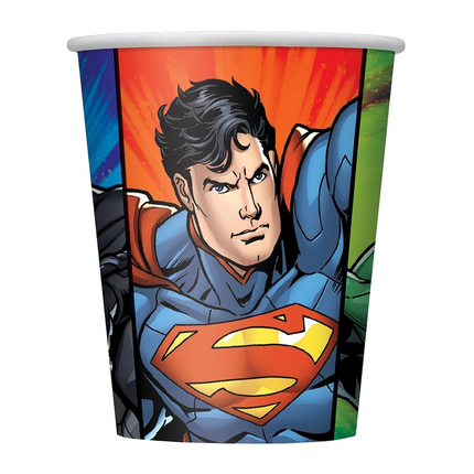 Superman-themed paper cup with colorful design