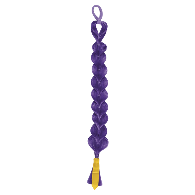 KPop Demon Hunters Character Braid Ponytail 1ct A purple braided synthetic hair extension with a small gold accent piece at the bottom, shown against a plain white background.