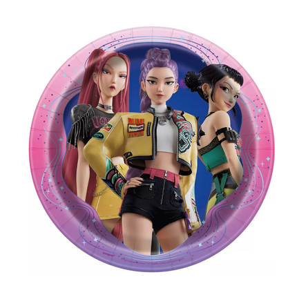 KPop Demon Hunters Round Dessert Plates (7", 8ct) | Party Plates - included product detail