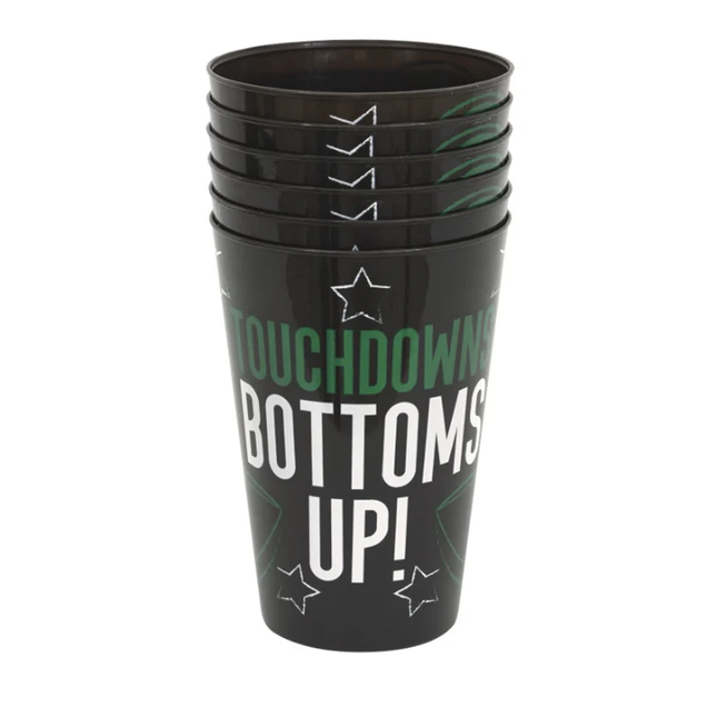 Kickoff Football 16oz Plastic Stadium Cup, 6ct