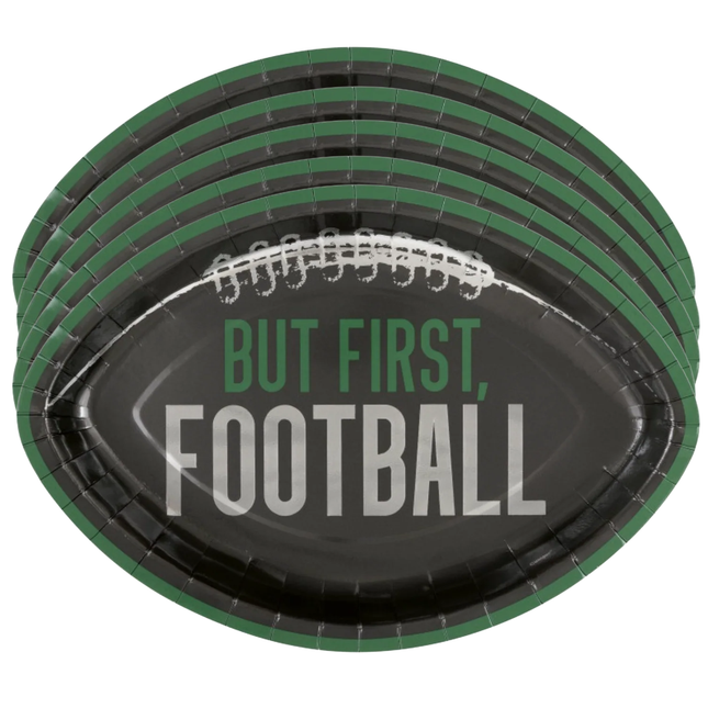 Kickoff Football "But First, Football" Shaped 12" Plates, 8ct