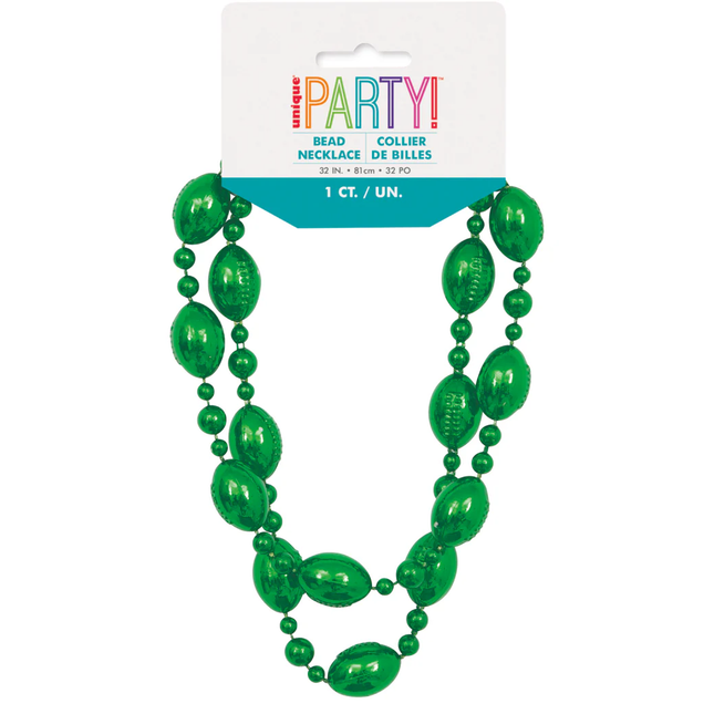 Kickoff Football Green Beaded Necklace, 32"