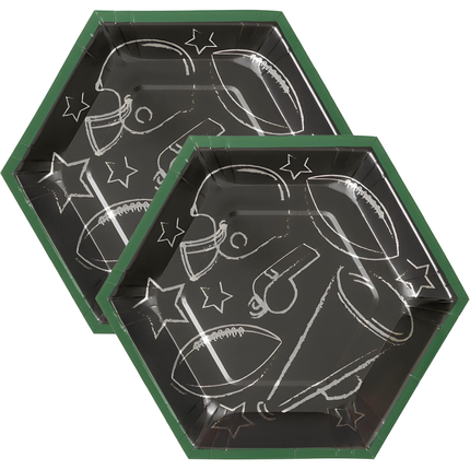 Kickoff Football Hexagon Shaped 8.25" Plates, 8ct