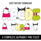 Hello Kitty and Friends Doodle Alphabet Letters PNG Bundle Instant Download