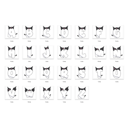 Hello Kitty and Friends Doodle Alphabet Letters PNG Bundle Instant Download