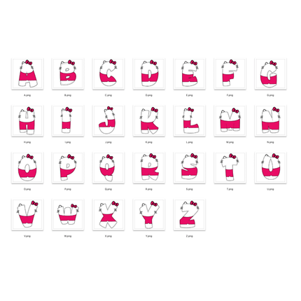 Hello Kitty and Friends Doodle Alphabet Letters PNG Bundle Instant Download