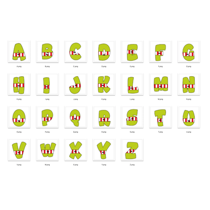 Hello Kittie and Friends Doodle Alphabet Letters PNG Bundle Instant Download