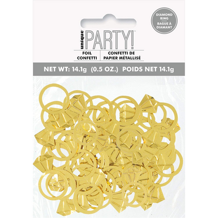 Large Gold Diamond Ring Foil Confetti, .5oz