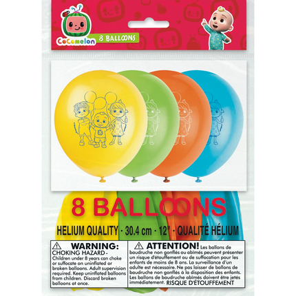 Cocomelon Latex Balloons 12" 8 Pc