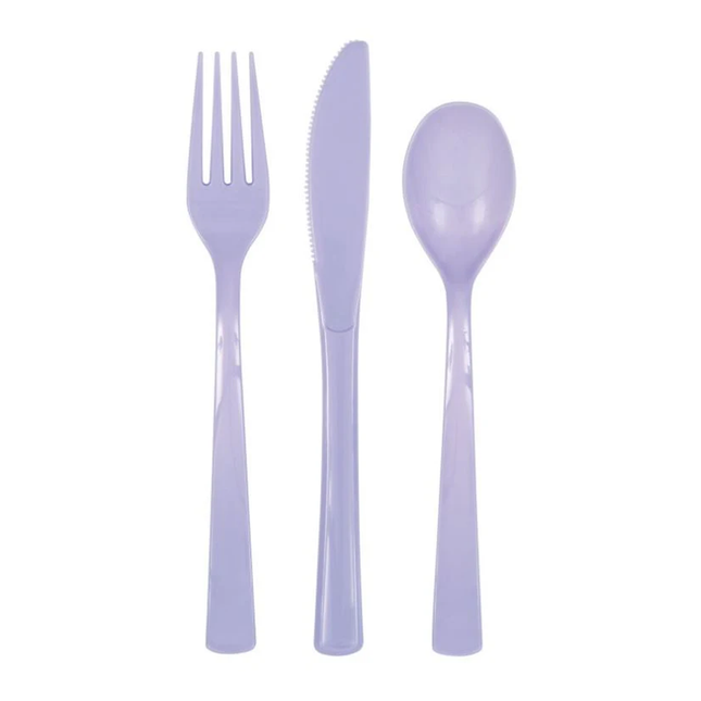 Lavender Solid Assorted Plastic Cutlery, 18ct