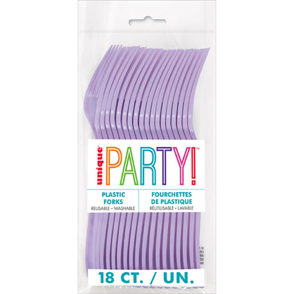 Lavender Solid Plastic Forks, 18ct