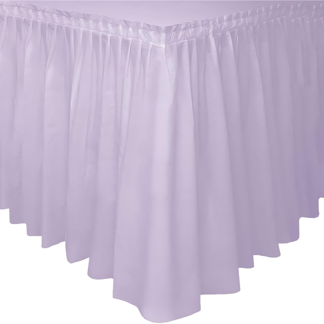 Lavender Solid Plastic Table Skirt, 29" x 14 ft