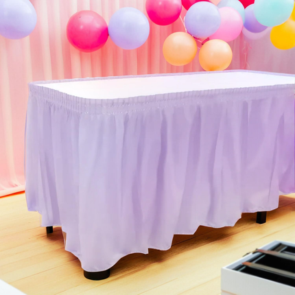 Lavender Solid Plastic Table Skirt, 29" x 14 ft