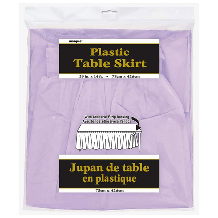 Lavender Solid Plastic Table Skirt, 29" x 14 ft