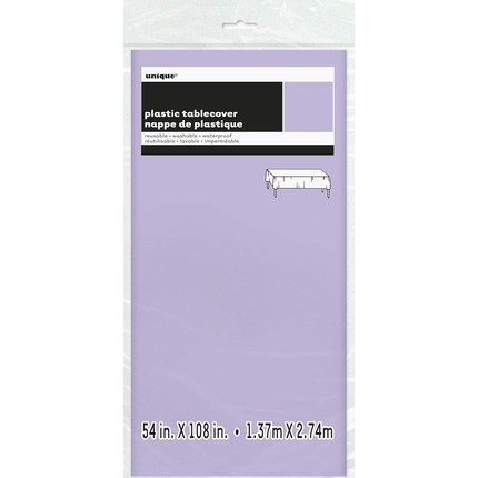 Lavender Solid Rectangular Plastic Table Cover, 54" x 108"