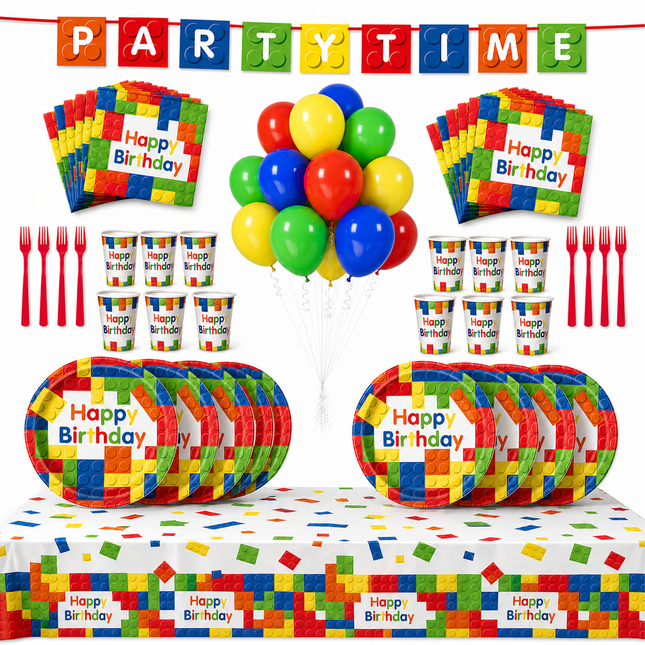 Building Blocks Birthday Party Supplies Set for 24 Guests