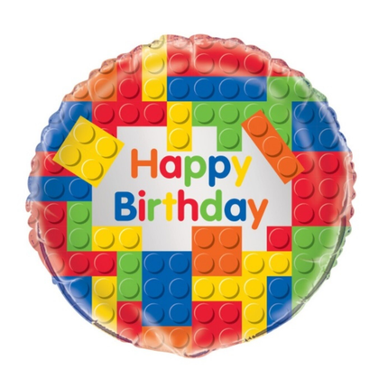 Lego Building Blocks Birthday Round Foil Balloon 18"