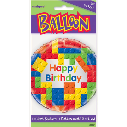 Lego Building Blocks Birthday Round Foil Balloon 18"