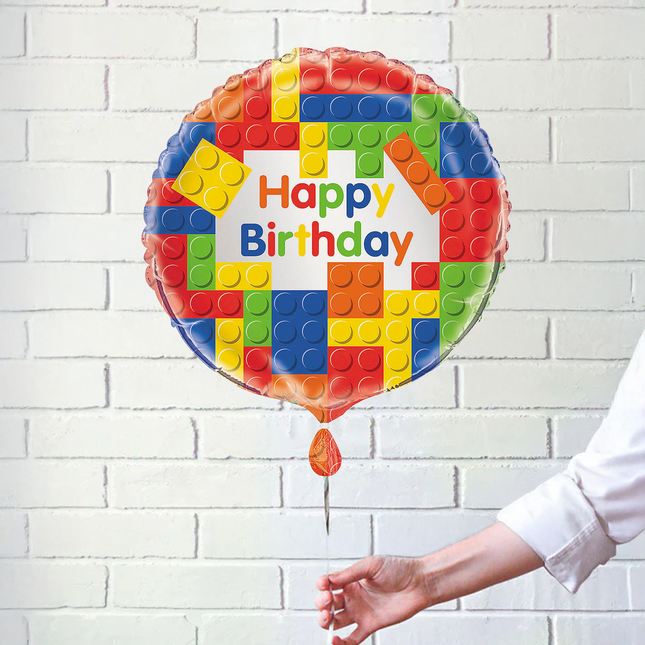 Lego Building Blocks Birthday Round Foil Balloon 18"