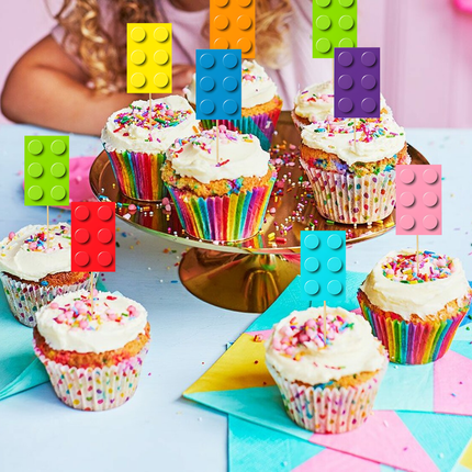 LEGO Building Block Cupcake Topper 10 ct