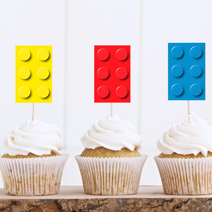 LEGO Building Block Cupcake Topper 10 ct