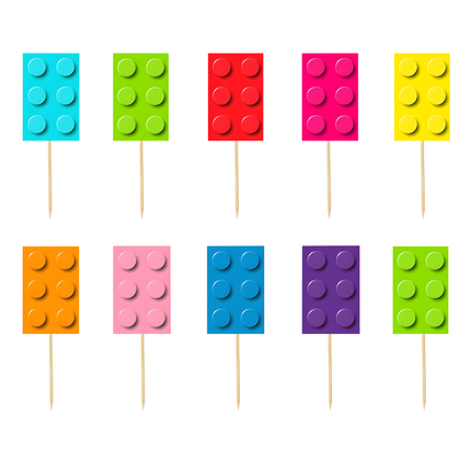 LEGO Building Block Cupcake Topper 10 ct