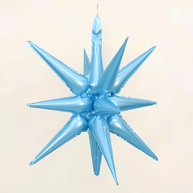 Light Blue Explosion Star Foil Balloon 22"