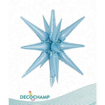 Light Blue Explosion Star Foil Balloon 22"