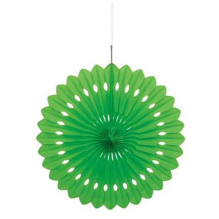 Lime Green Solid Tissue Paper Fan 16"