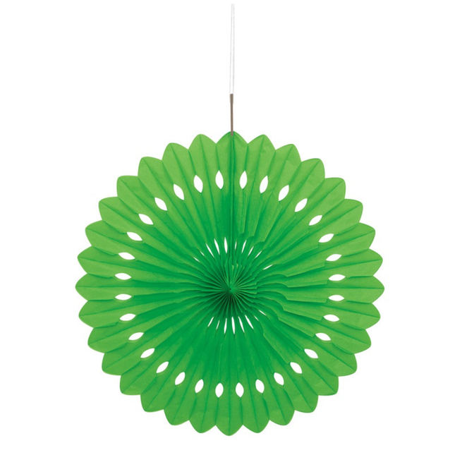 Lime Green Solid Tissue Paper Fan 16"
