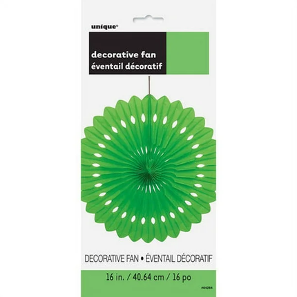Lime Green Solid Tissue Paper Fan 16"