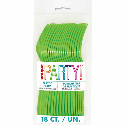 Lime Green Solid Plastic Forks, 18ct