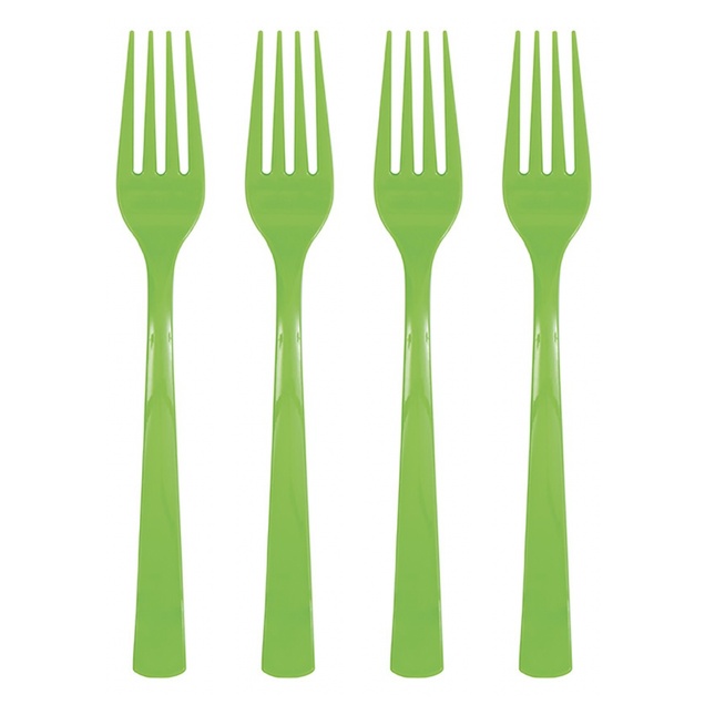 Lime Green Solid Plastic Forks, 18ct