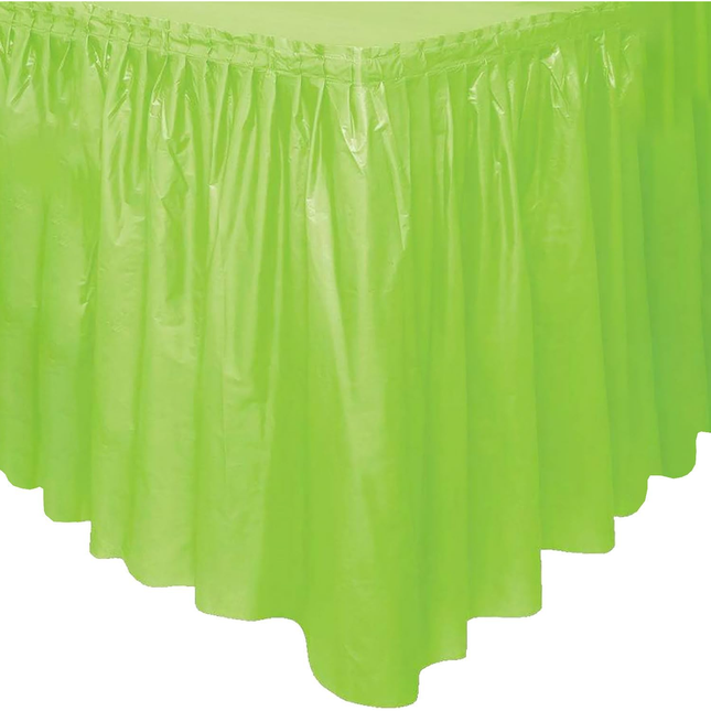 Lime Green Solid Plastic Table Skirt, 29" x 14 ft