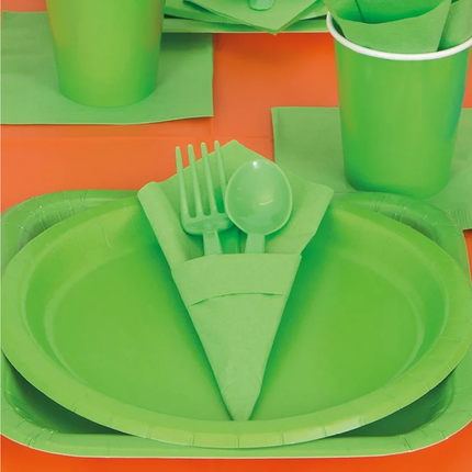 Lime Green Solid Round 9" Dinner Plates, 16ct