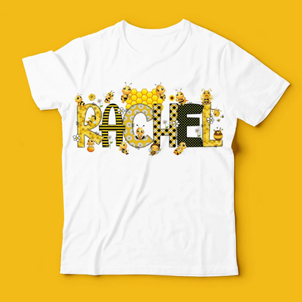 Little Bee Doodle Alphabet Letters PNG Bundle Instant Download