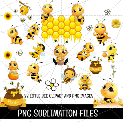 Little Bee Doodle Alphabet Letters PNG Bundle Instant Download