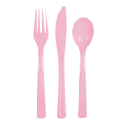 Lovely Pink Solid Assorted Plastic Cutlery, 18ct