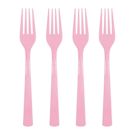 Lovely Pink Solid Plastic Forks, 18ct