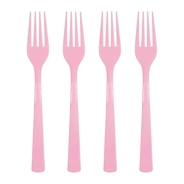 Lovely Pink Solid Plastic Forks, 18ct
