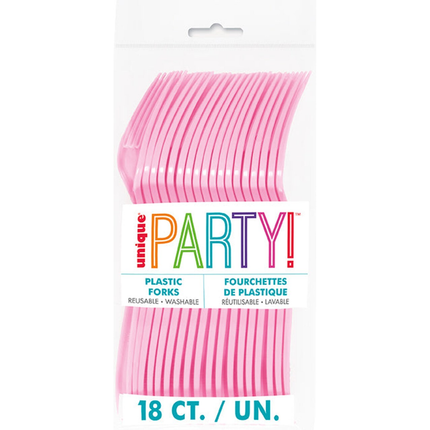 Lovely Pink Solid Plastic Forks, 18ct