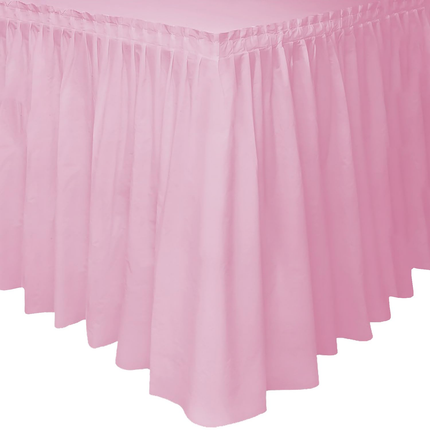 Lovely Pink Solid Plastic Table Skirt, 29" x 14 ft